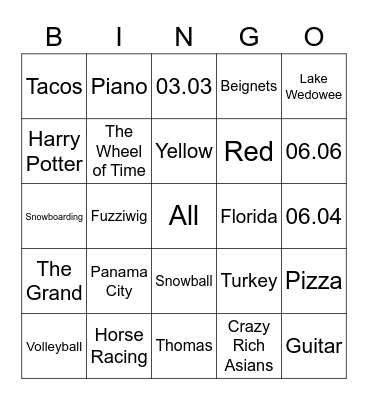 Birthday Bingo Card