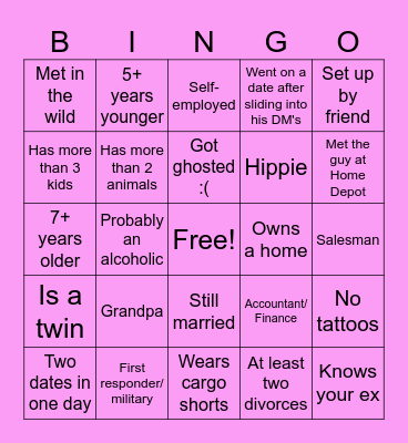 Dating Bingo! Bingo Card