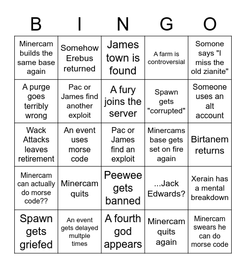 Zianite Isles Bingo Card