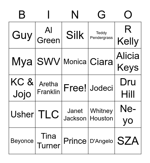 Music Bingo Card