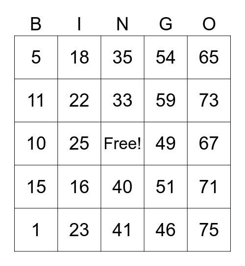 ANTHOLOGY BINGO Card