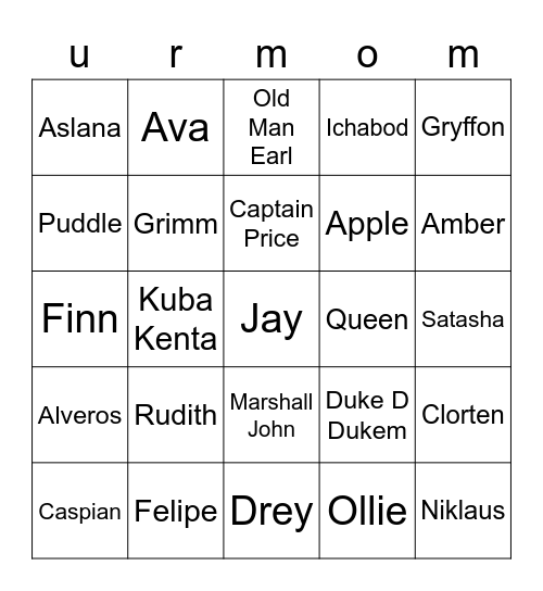 JRWI Bingo Card