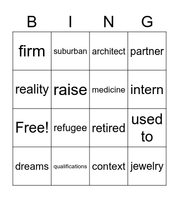 Vocabulary Unit 1 Lessons 1 and 2 Bingo Card