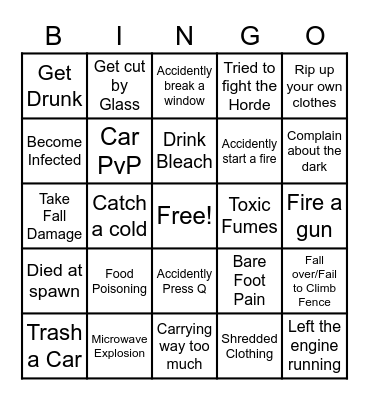 Project Newbie Bingo Card