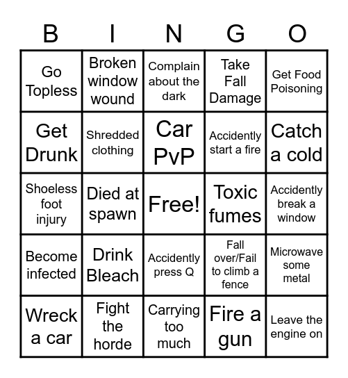 Project Newbie Bingo Card