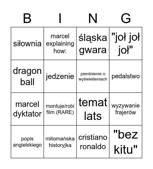 marcel bingo v2 Bingo Card