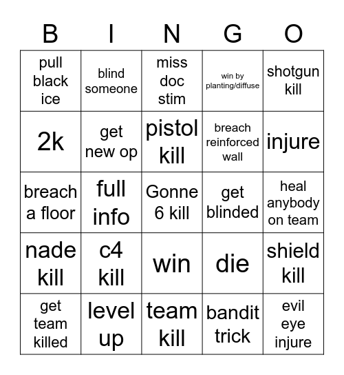 r6 Bingo Card