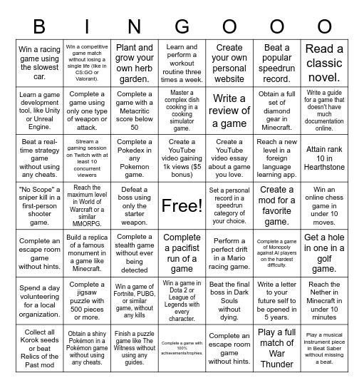 Coopers Crack Bingo Card