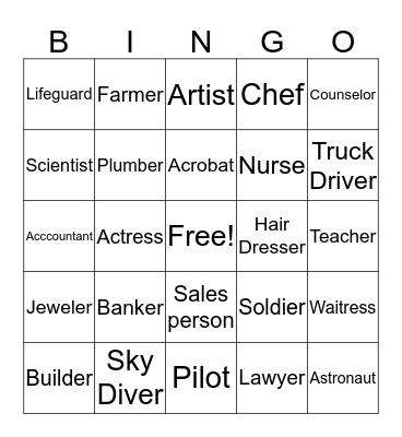 Career  Bingo Card