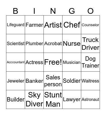Career  Bingo Card
