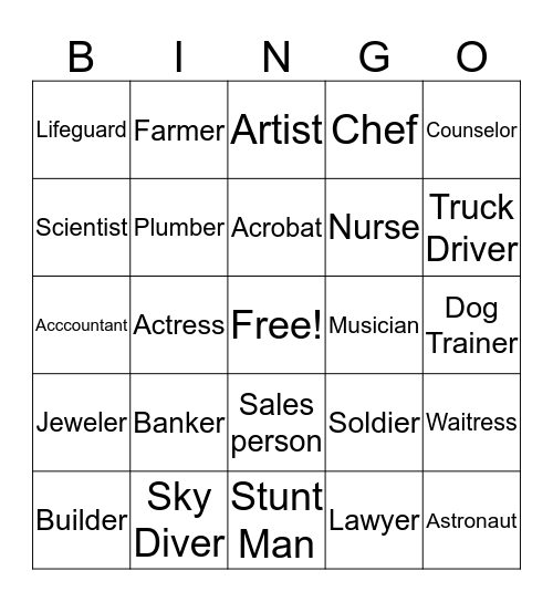 Career  Bingo Card