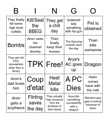 Party Bingo Card