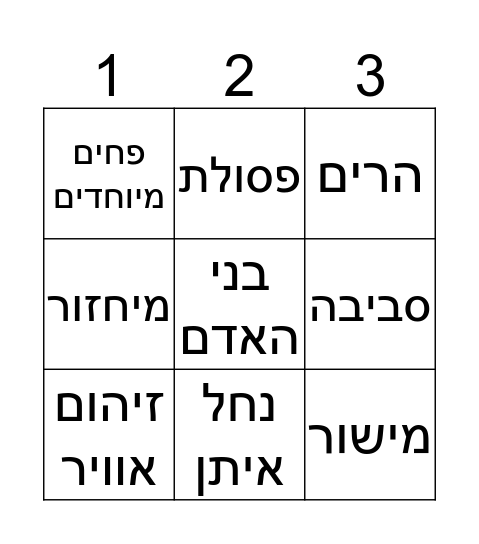 מזה כאן? Bingo Card