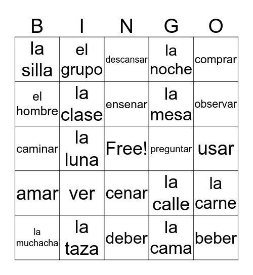 Chapter 6 Bingo Card