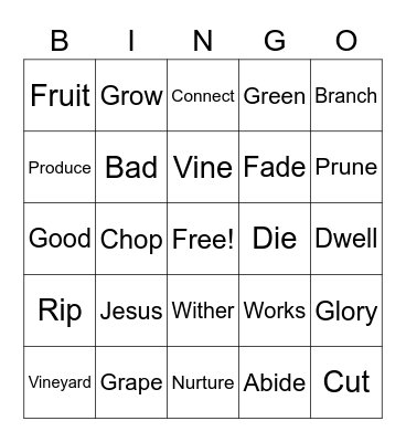 I Am The Vine Bingo Card