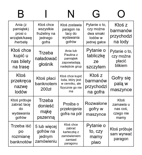 Gofrowe Bingo Card