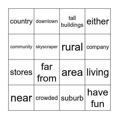 Living in Communities Bingo Card