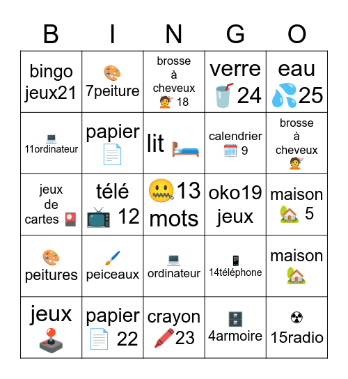 bingo mots Bingo Card