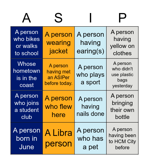 ASIP Bingo Card