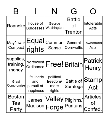 Finals Review Bingo Card