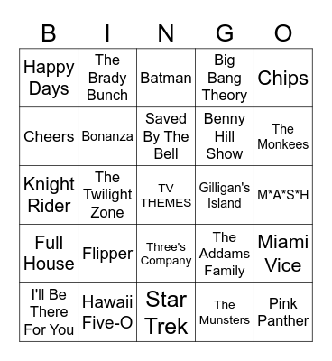 TV THEME SONGS Bingo Card