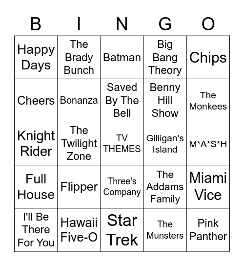 TV THEME SONGS Bingo Card