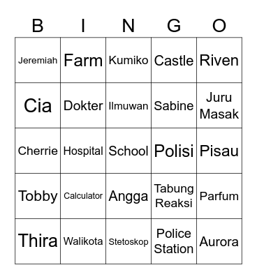 Jeremiah's Bingo Card