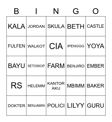 Bingo Anjay Bingo Card