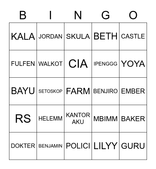 Bingo Anjay Bingo Card