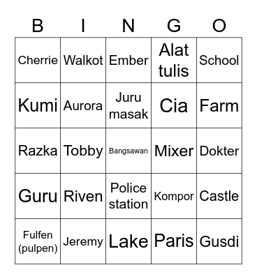 Bingo Muthe! Bingo Card