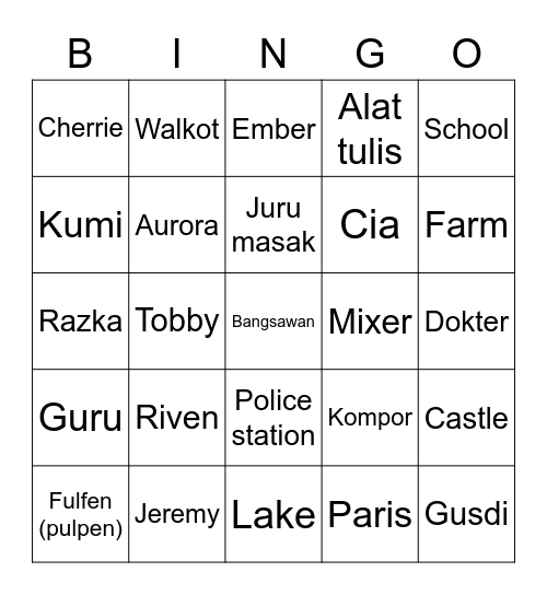 Bingo Muthe! Bingo Card