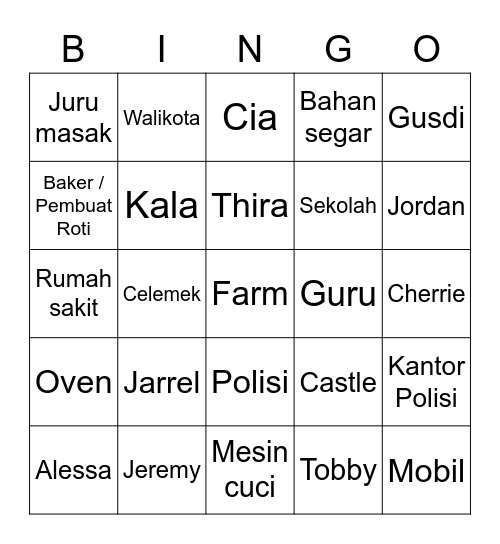 Sabine's Bingo Card
