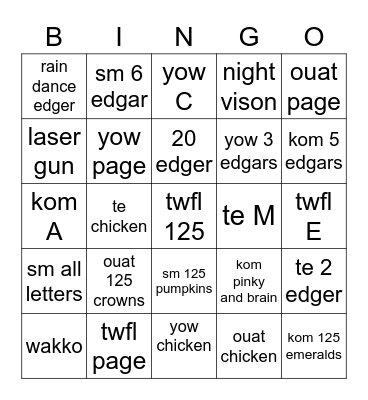 the great edger hunt Bingo Card