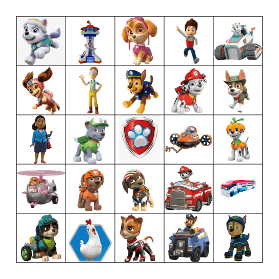 Paw Patrol BINGO Card