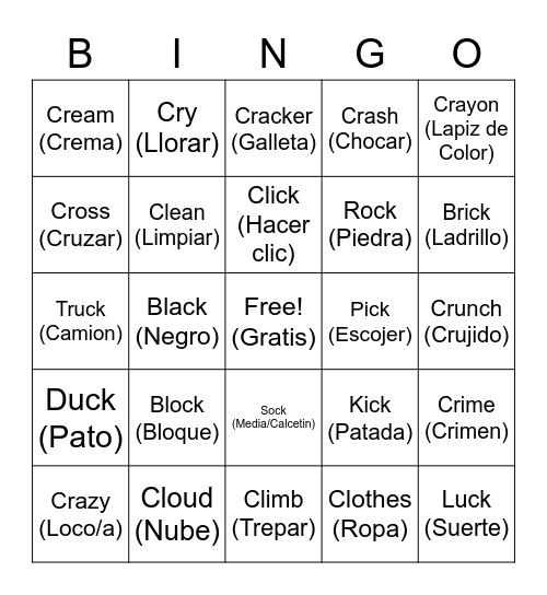 C Blends Bingo Card