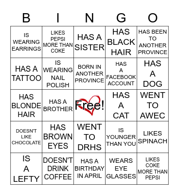 GETTING-TO-KNOW-YOU BINGO Card