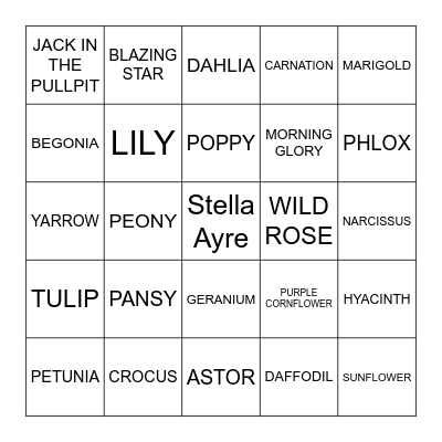 WILD FLOWER BINGO Card