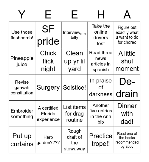 June bingê Bingo Card