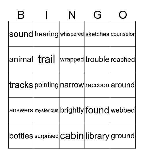 The Mysterious Animal Tracks Bingo Card