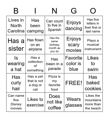 Find A Friend Who ... Bingo Card