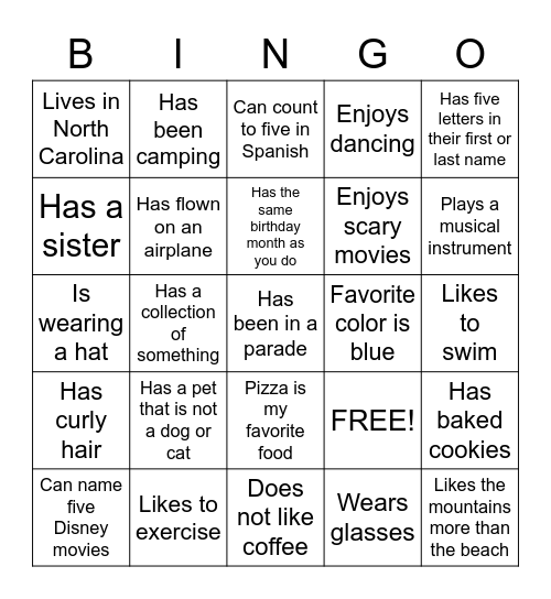 Find A Friend Who ... Bingo Card