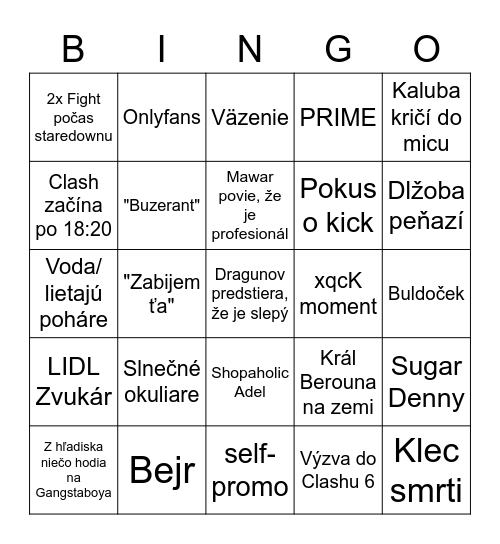 CLASH Bingo Card