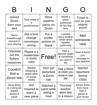 OSSI Bingo Card
