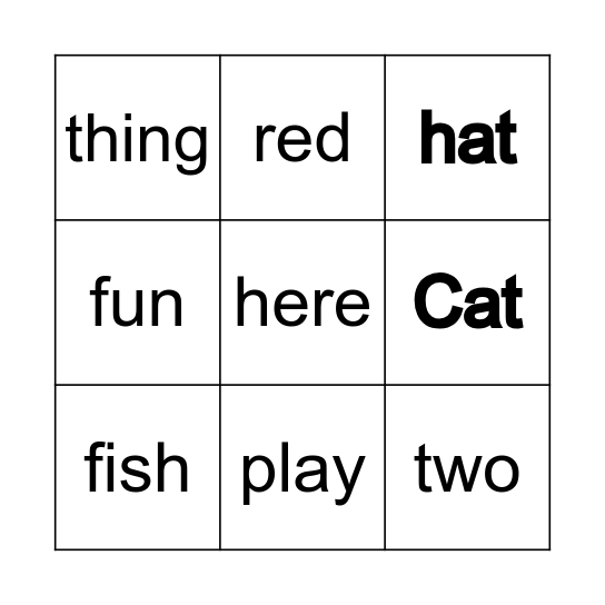 "The Cat in the Hat" by Dr. Seuss Bingo Card