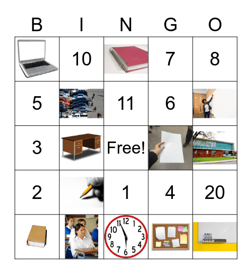 School Bingo Card