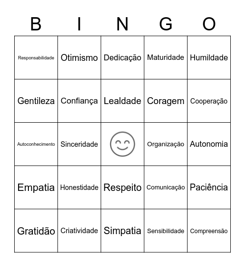 Bingo de qualidades Bingo Card