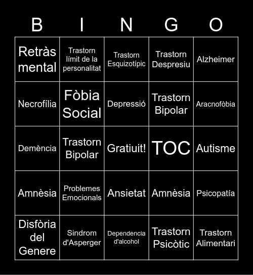 Malaties i Condicions Bingo Card