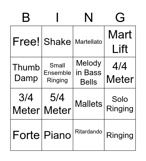 Bell Bingo Card