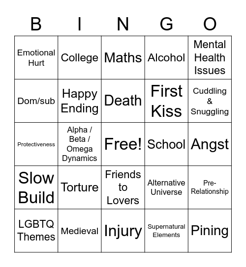 Tags Bingo Card