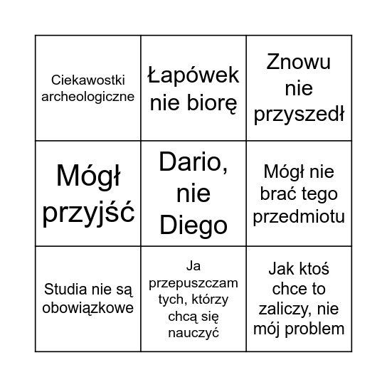 Dario Bingo Card